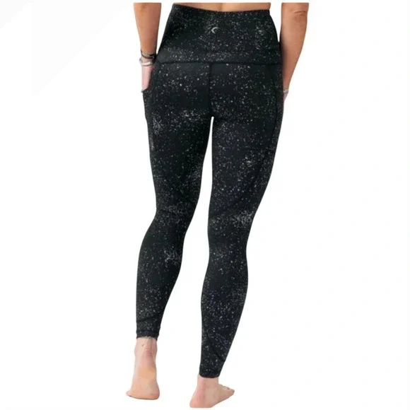 Zyia Active Black‎ Speckled High Waisted Pocket Leggings Size 6-8 - Picture 2 of 8